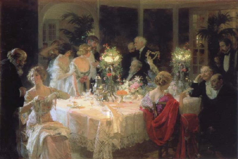 Jules-Alexandre Grun The end of the supper Sweden oil painting art